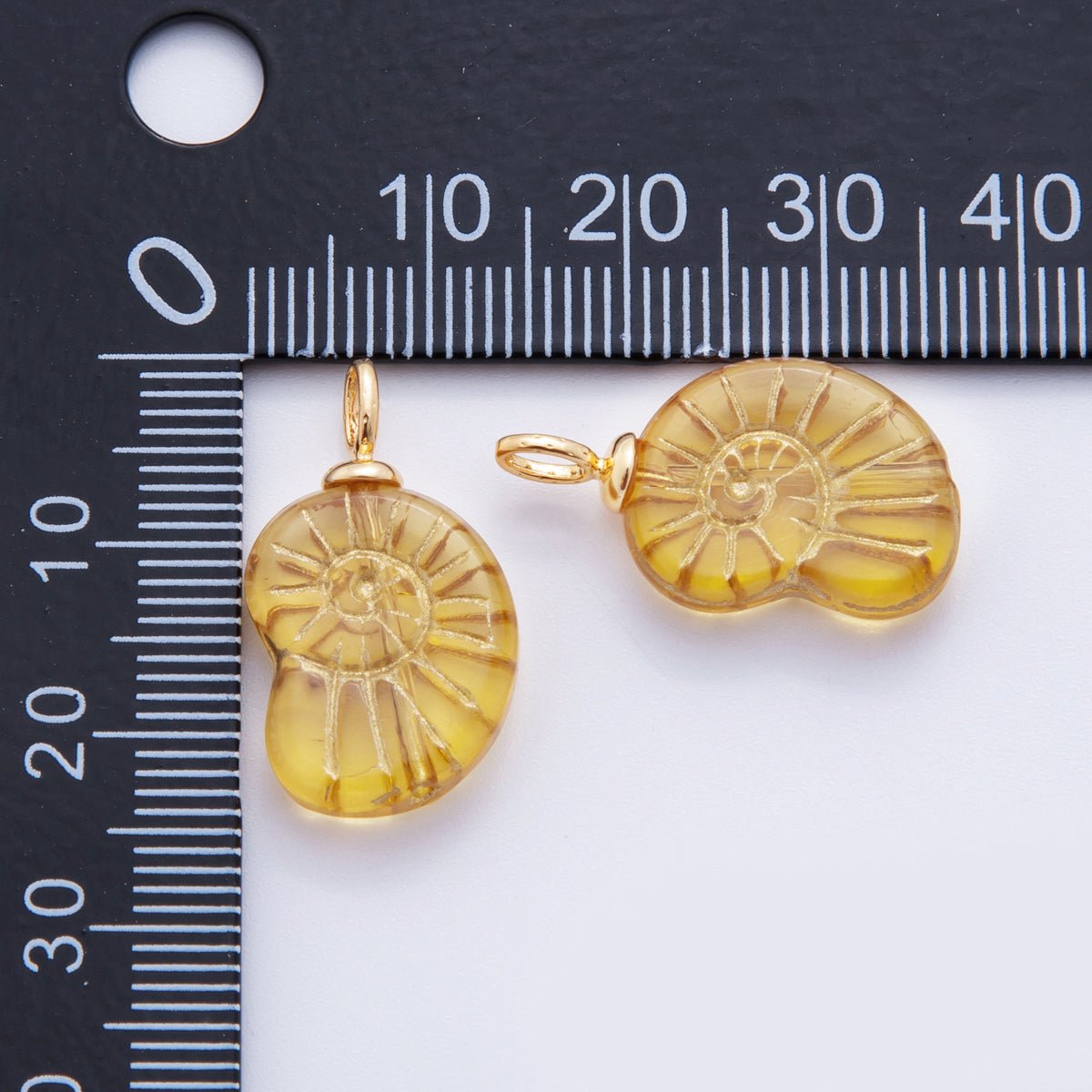 18K Gold Filled Yellow Gold-Lined Nautilus Sea Shell Drop Pendant | AF289