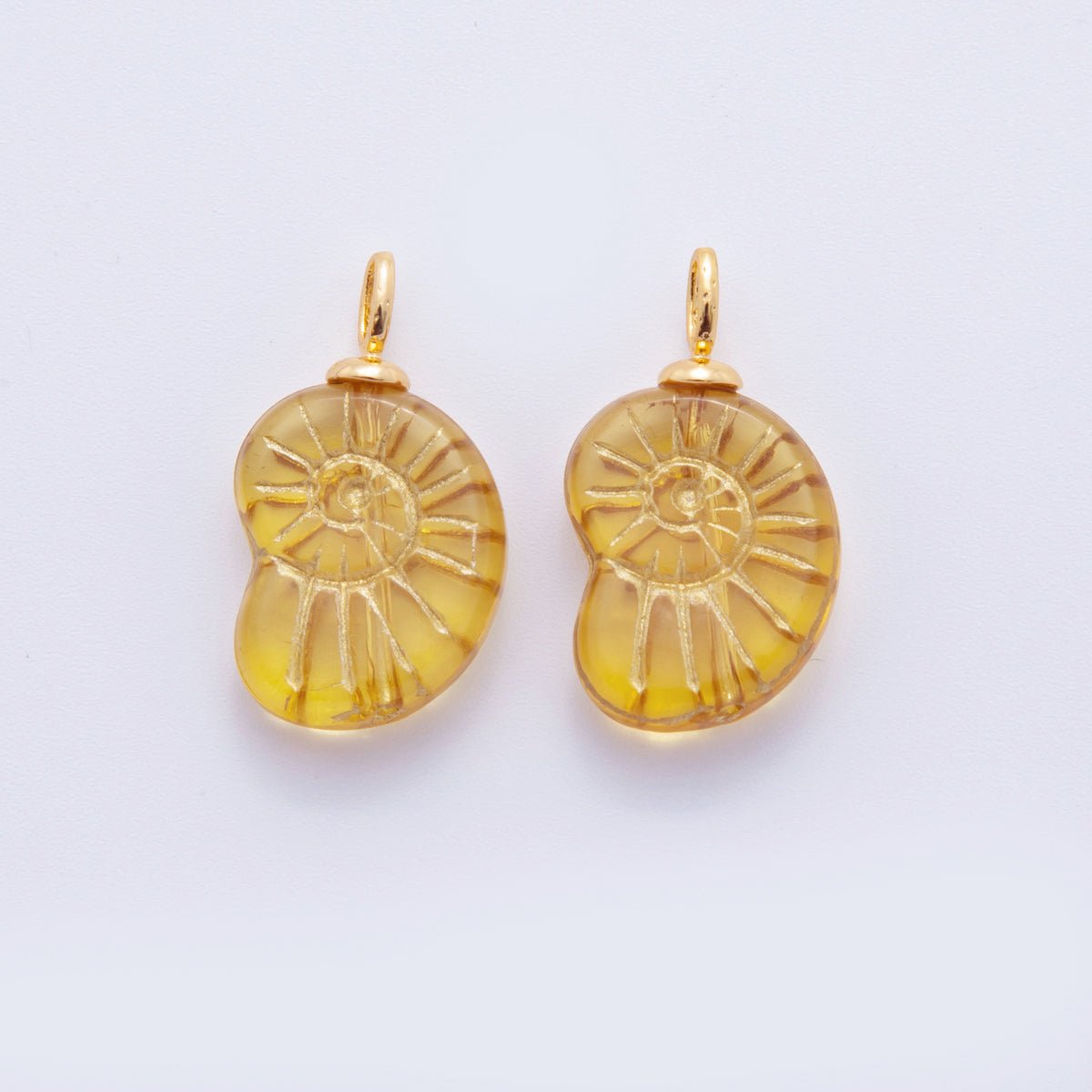 18K Gold Filled Yellow Gold-Lined Nautilus Sea Shell Drop Pendant | AF289