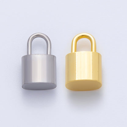 18K Gold Plated 11mm Minimalist Padlock Charm Link Finding in Gold &amp; Silver | Z1436