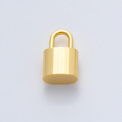 18K Gold Plated 13mm Minimalist Padlock Charm Link Finding in Gold &amp; Silver | Z1437