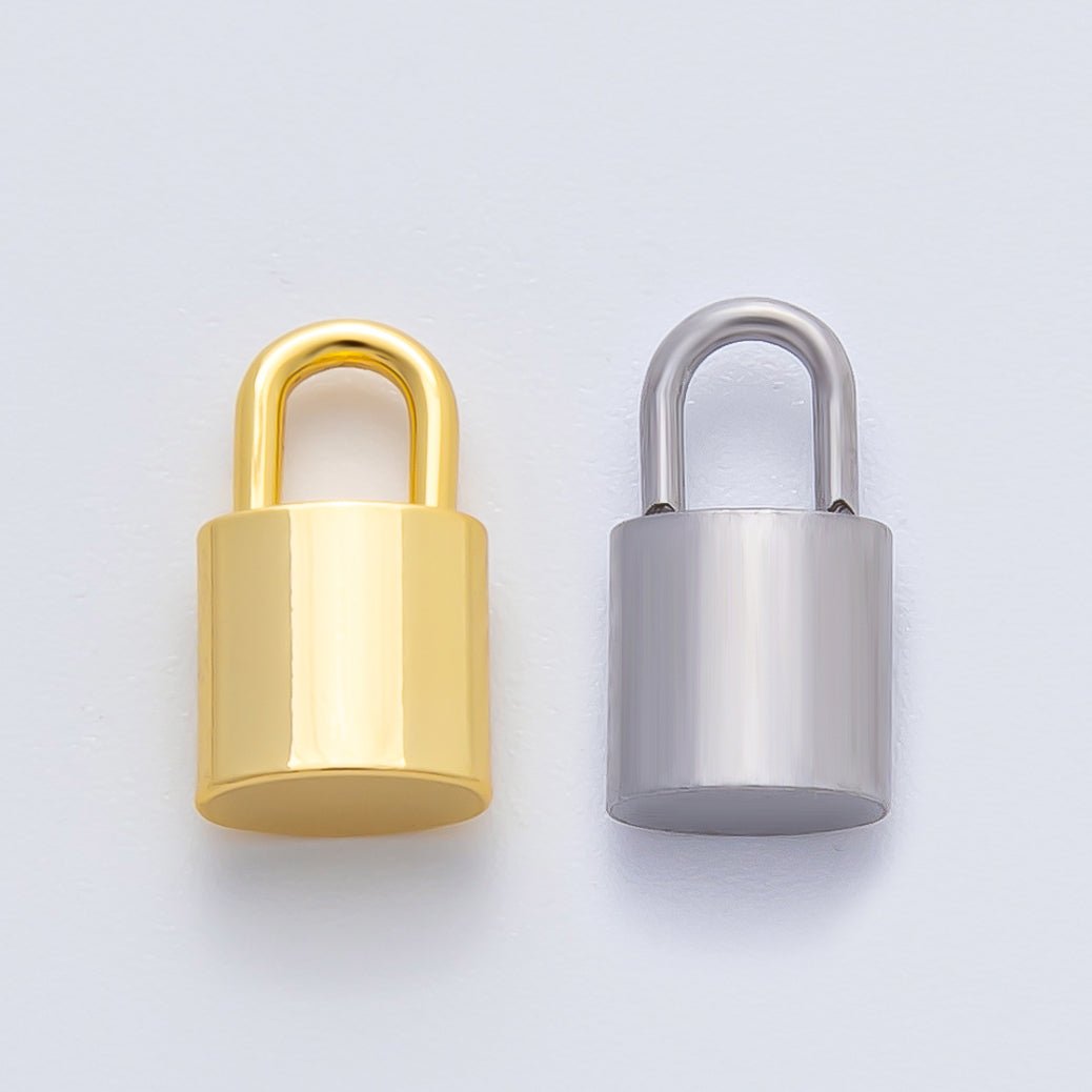 18K Gold Plated 13mm Minimalist Padlock Charm Link Finding in Gold &amp; Silver | Z1437