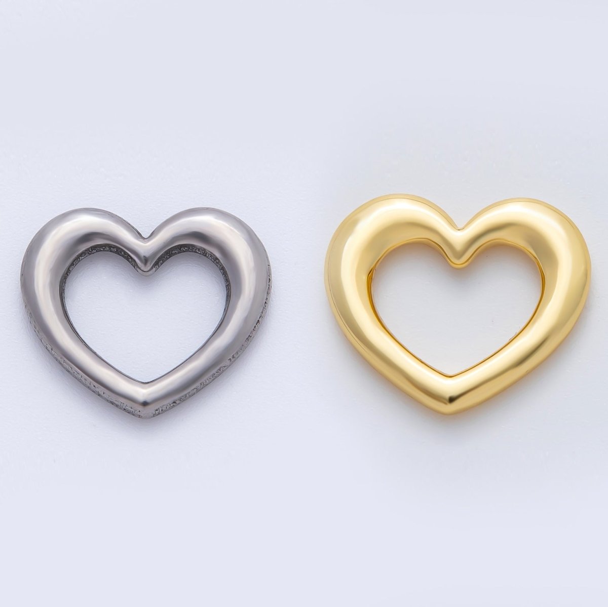 18K Gold Plated 16mm Minimalist Heart Charm Link Finding in Gold &amp; Silver | Z1432