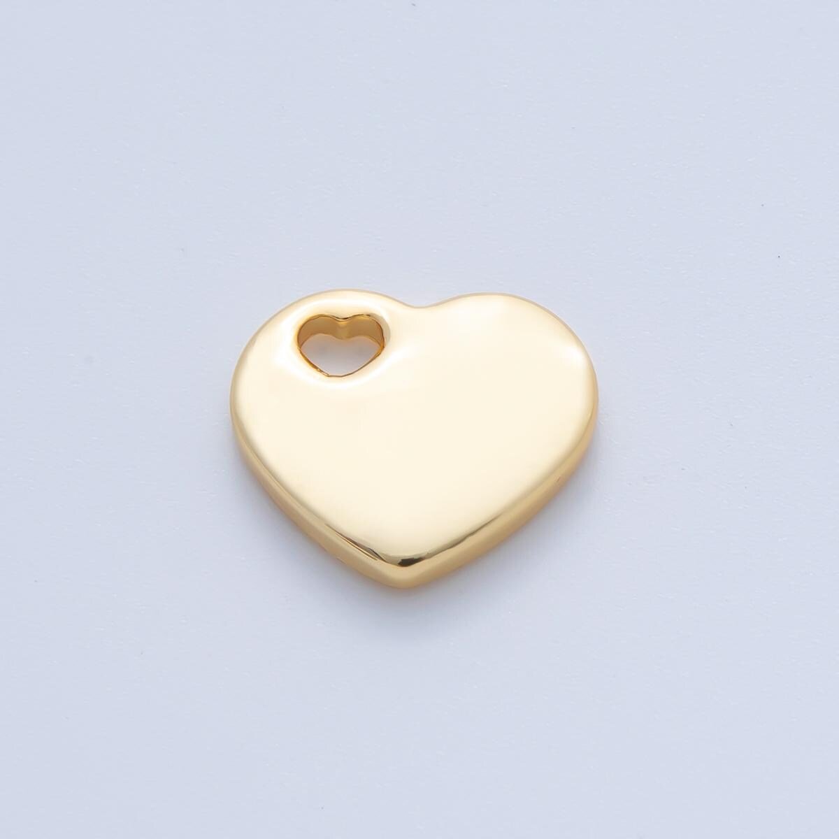 Gold, Silver 16mm Minimalist Heart Slide Charm Bead | B290