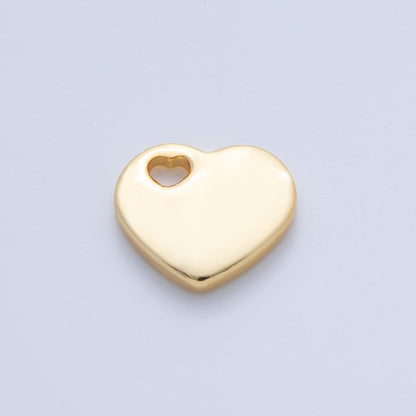 Gold, Silver 16mm Minimalist Heart Slide Charm Bead | B290