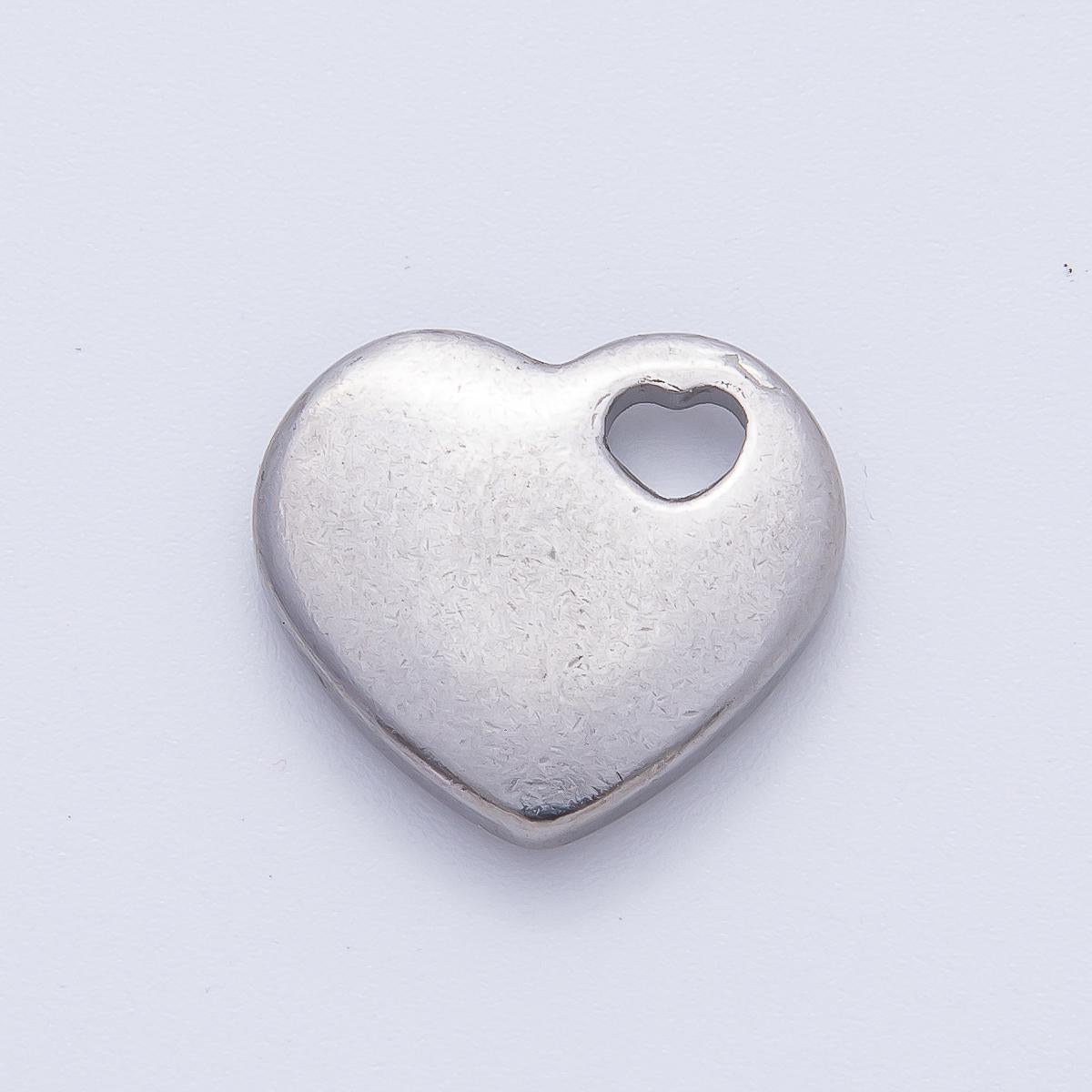 Gold, Silver 16mm Minimalist Heart Slide Charm Bead | B290