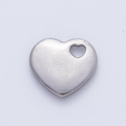 Gold, Silver 16mm Minimalist Heart Slide Charm Bead | B290
