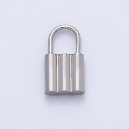 18K Gold Plated 17mm Triple Padlock Charm Link Finding in Gold &amp; Silver | Z1435