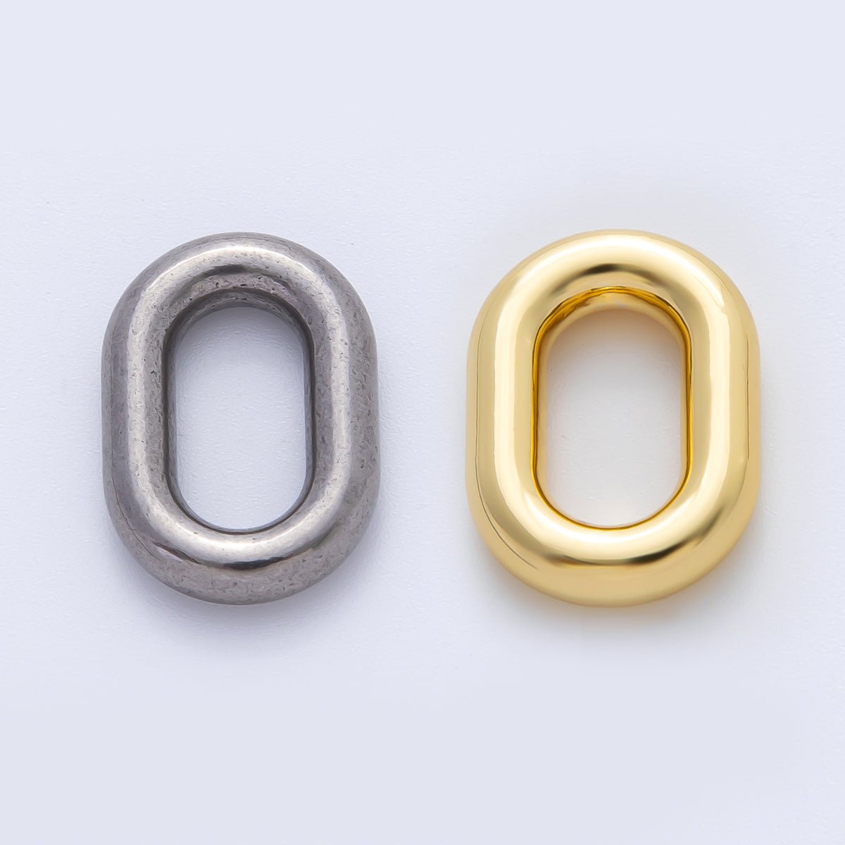 18K Gold Plated 20mm Minimalist Oval Oblong Charm Link Finding in Gold &amp; Silver | Z1430