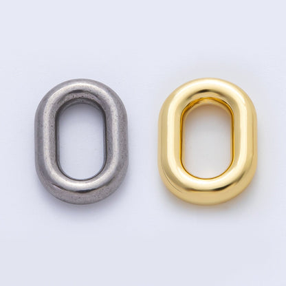 18K Gold Plated 20mm Minimalist Oval Oblong Charm Link Finding in Gold &amp; Silver | Z1430