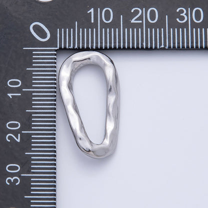 18K Gold Plated 26mm Multifaceted Geometrical Hammered Teardrop Charm Link Finding in Gold &amp; Silver | Z1431