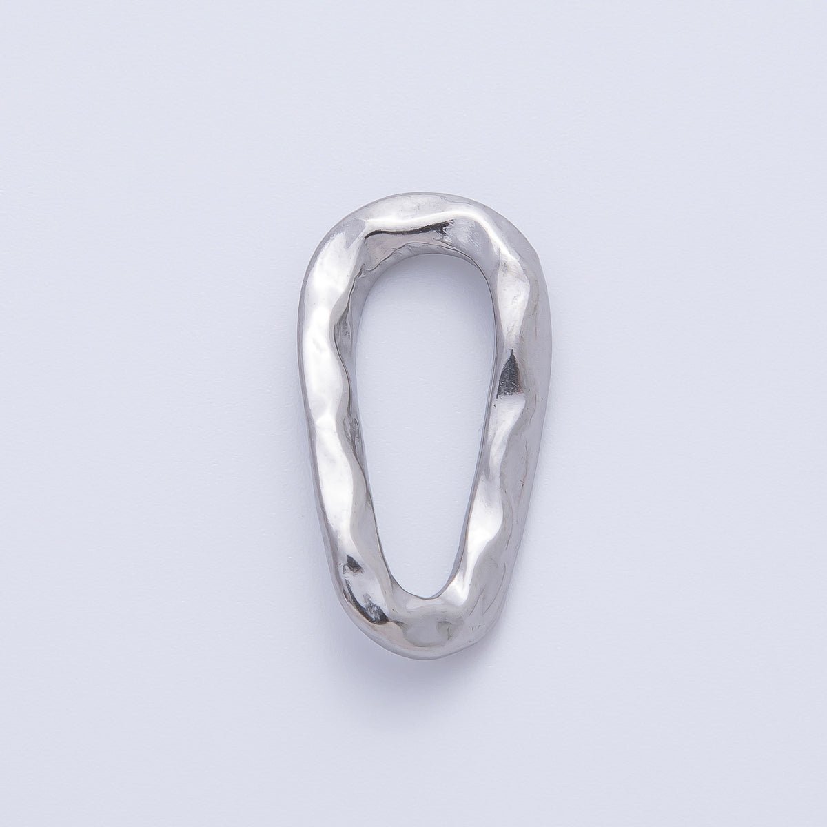 18K Gold Plated 26mm Multifaceted Geometrical Hammered Teardrop Charm Link Finding in Gold &amp; Silver | Z1431