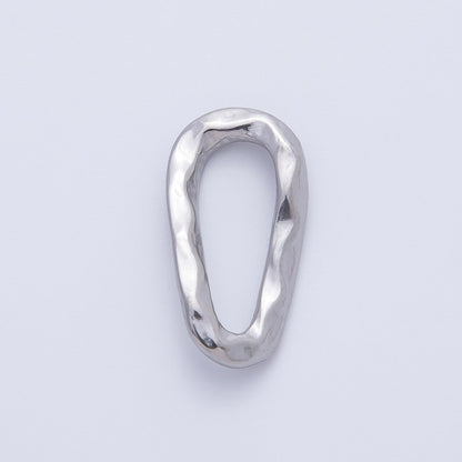 18K Gold Plated 26mm Multifaceted Geometrical Hammered Teardrop Charm Link Finding in Gold &amp; Silver | Z1431