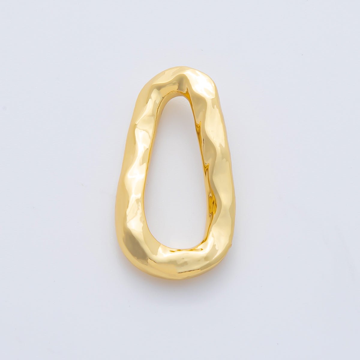 18K Gold Plated 26mm Multifaceted Geometrical Hammered Teardrop Charm Link Finding in Gold &amp; Silver | Z1431