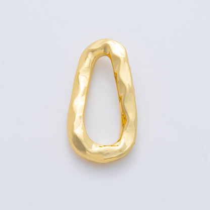 18K Gold Plated 26mm Multifaceted Geometrical Hammered Teardrop Charm Link Finding in Gold &amp; Silver | Z1431