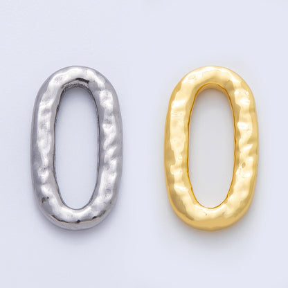 18K Gold Plated 26mm Hammered Oval Oblong Charm Link Finding in Gold &amp; Silver | Z1433