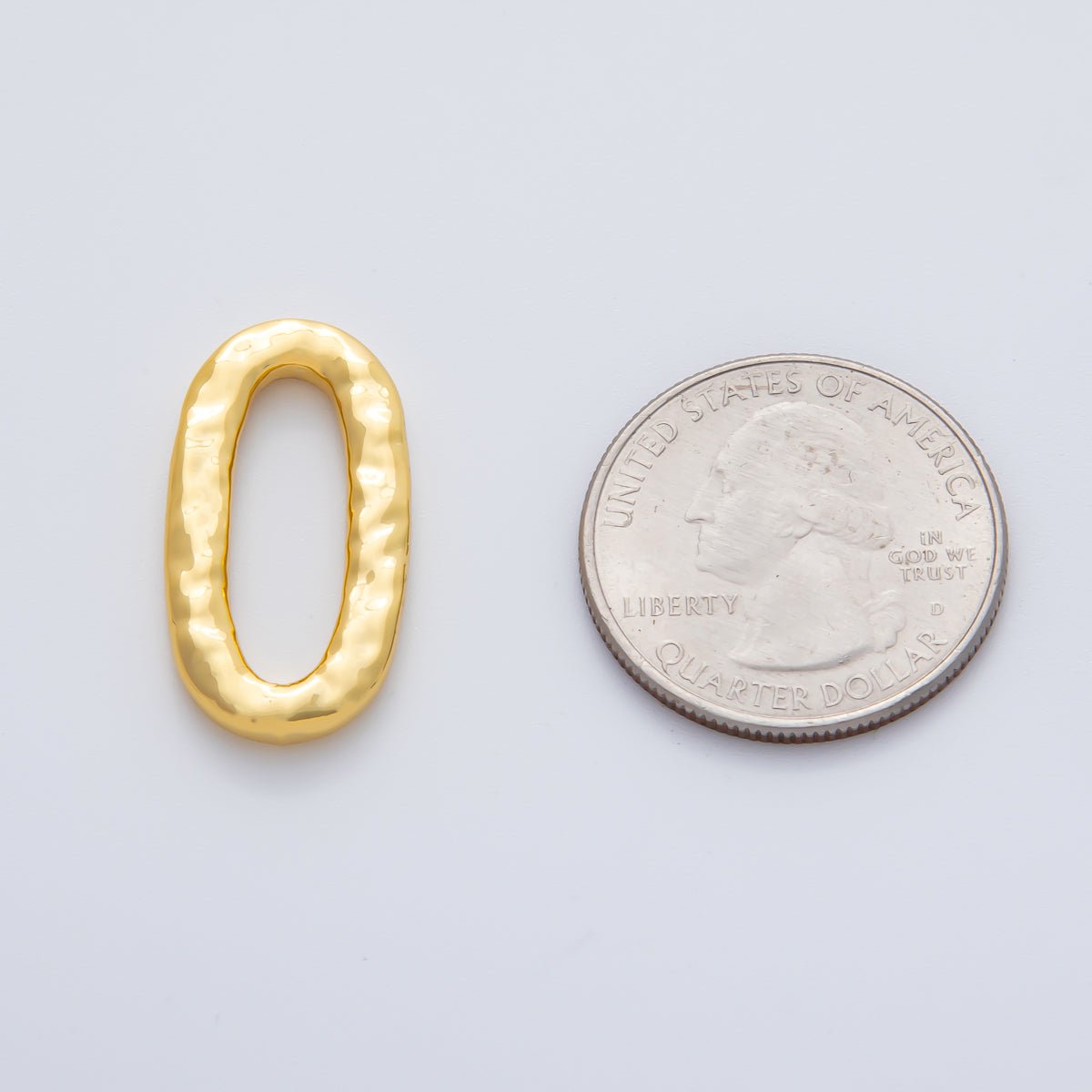 18K Gold Plated 26mm Hammered Oval Oblong Charm Link Finding in Gold &amp; Silver | Z1433