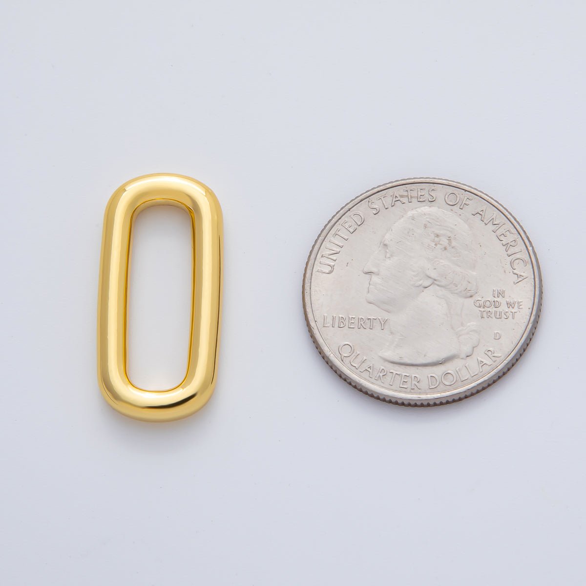 18K Gold Plated 26mm Minimalist Oval Oblong Charm Link Finding in Gold &amp; Silver | Z1434