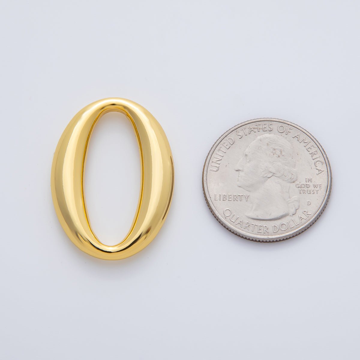 18K Gold Plated 32mm Oblong Oval Minimalist Charm Link Finding in Gold &amp; Silver | Z1438