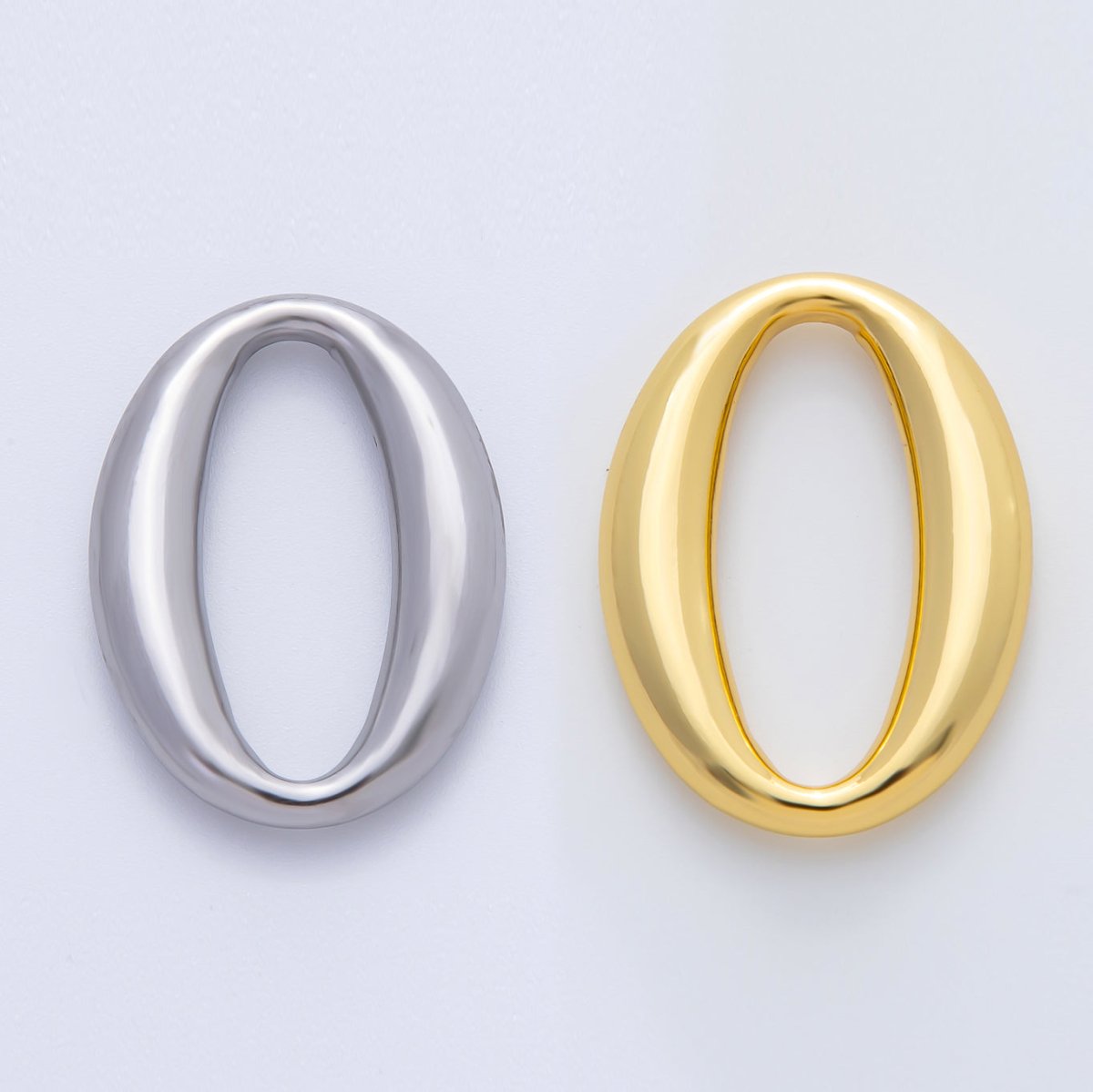 18K Gold Plated 32mm Oblong Oval Minimalist Charm Link Finding in Gold &amp; Silver | Z1438