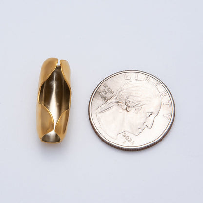 18K Gold PVD Stainless Steel 9.5mm Ball Chain End Cap Closure | Findings-00125