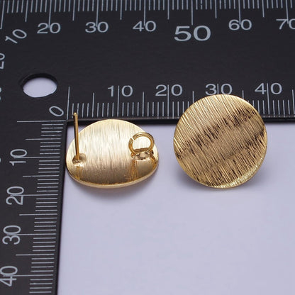 18mm Line-Textured Round Stud Open Loop Gold Earrings Supply | Z-080