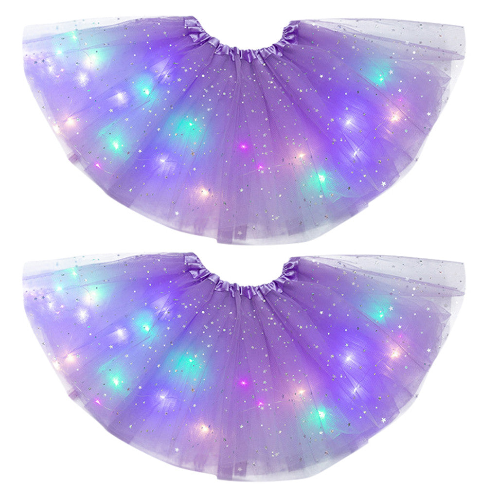 Magical &amp; Luminous  LED Princess Halloween Tutu Skirt Sequins Shiny Skirt