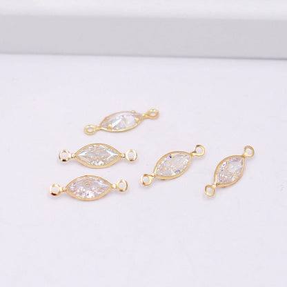 Geometric Zircon Bezel Set Pendant - Gold Plated Color Retention Charm for DIY Earring Jewelry Making Accessories