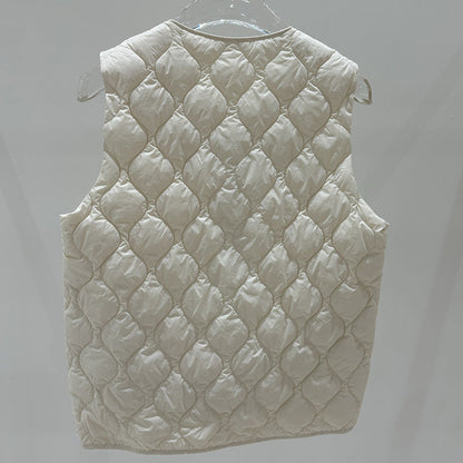 Layered Inner Wear, Short Round-neck Lightweight Down Vest Jacket