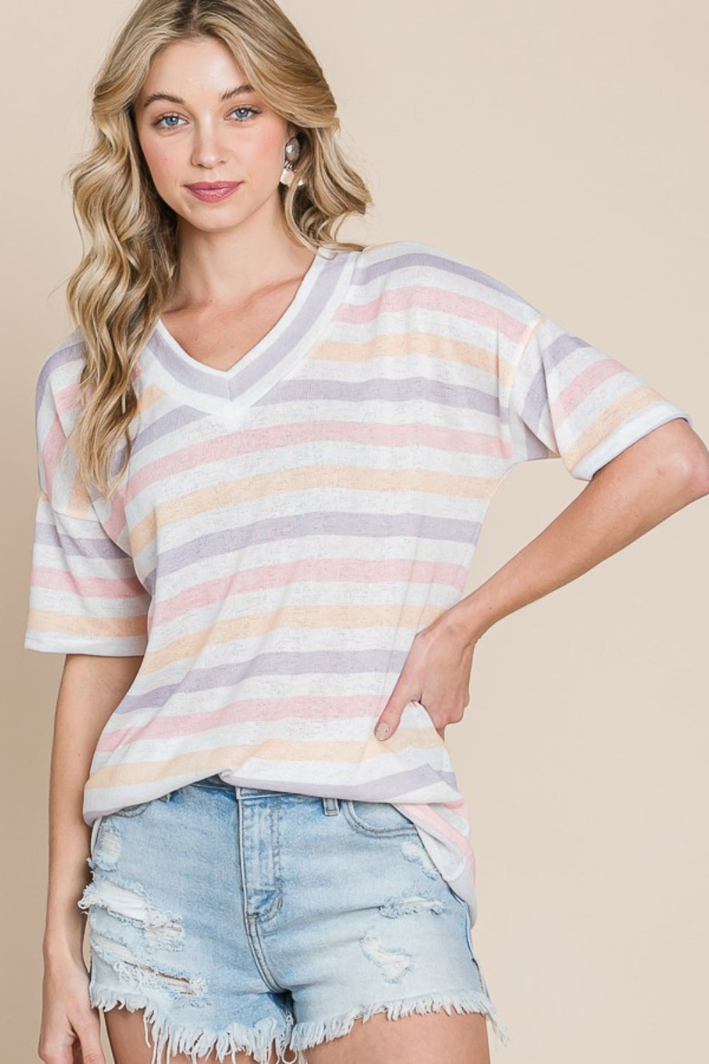 Comfy Striped V-Neck Tee