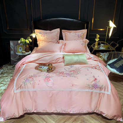 Long-staple cotton light luxury embroidery four-piece suit