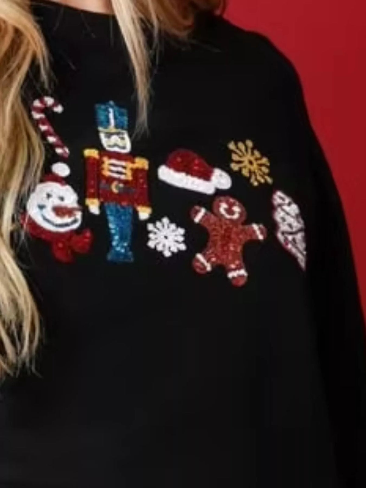 Christmas Sequin Cropped Sweatshirt