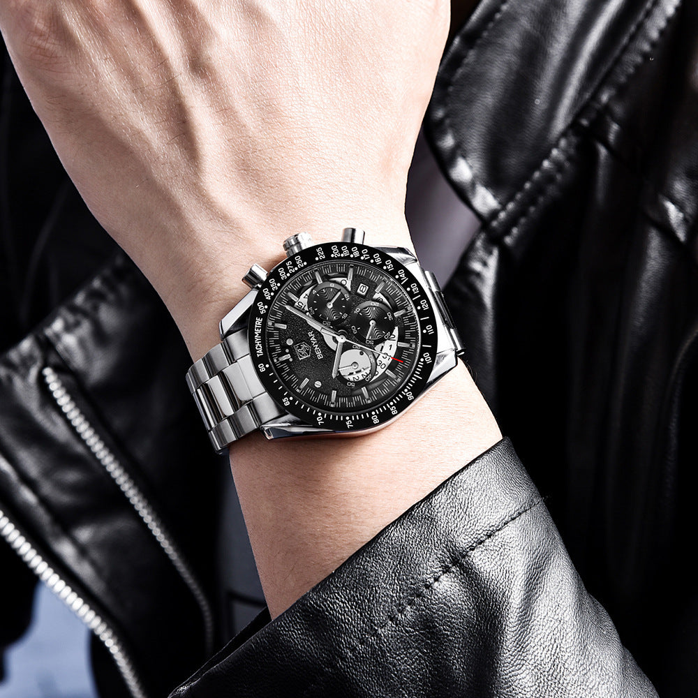 New Men Luxury Watches Leather Strap Waterproof Sport Quartz Chronograph Military Watch Men Clock
