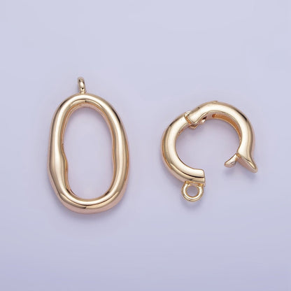 16K Gold Filled Abstract Rectangular Snap Latch Finding in Gold &amp; Silver | Z793