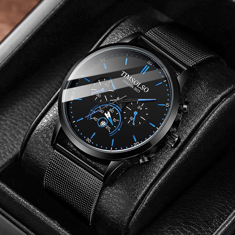 New Fashion Luminous Mens Watches Luxury Sport Quartz Mesh Strap Elegant  Waterproof Wristwatch For Men