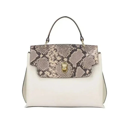 Maria Carla Luxury Leather Handbag - Smooth Cowhide &amp; Python | Femstylo