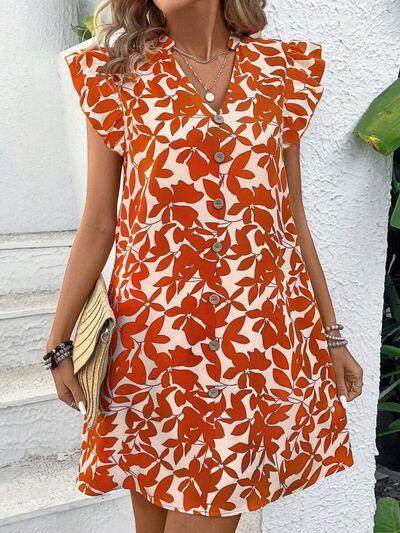 Printed Notched Cap Sleeve Mini Dress for Effortless Style