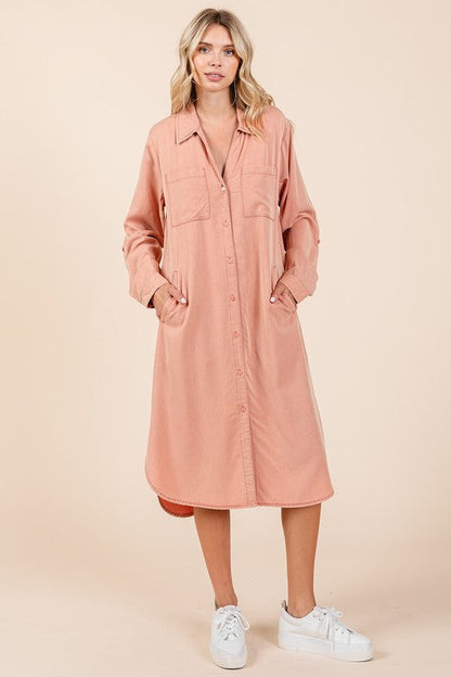 Button Down Long Sleeve Shirt Dress For Women – Casual, Timeless and Versatile Classic Shirt Dress for Year-Round Wear