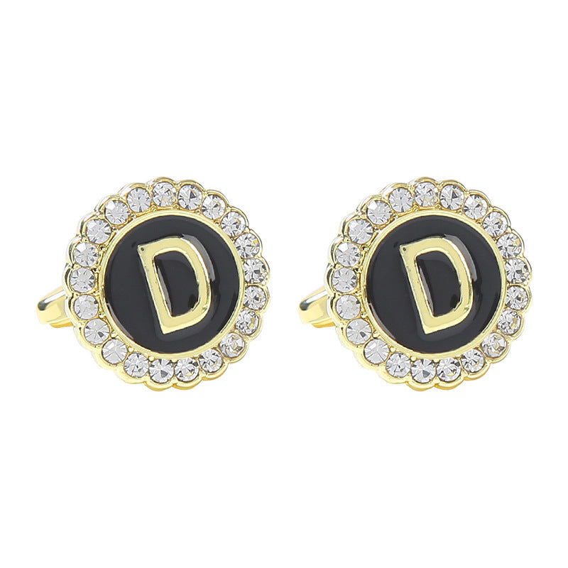 Round Diamond French Cufflinks Men&
