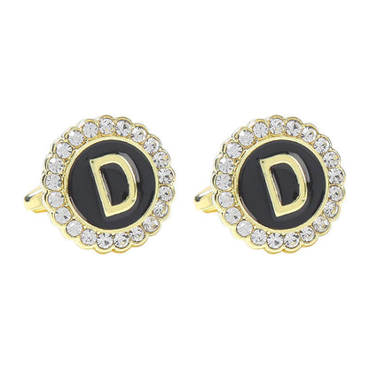 Round Diamond French Cufflinks Men&