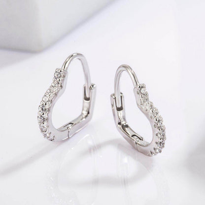925 Sterling Silver Zircon Heart Shape Earrings Set