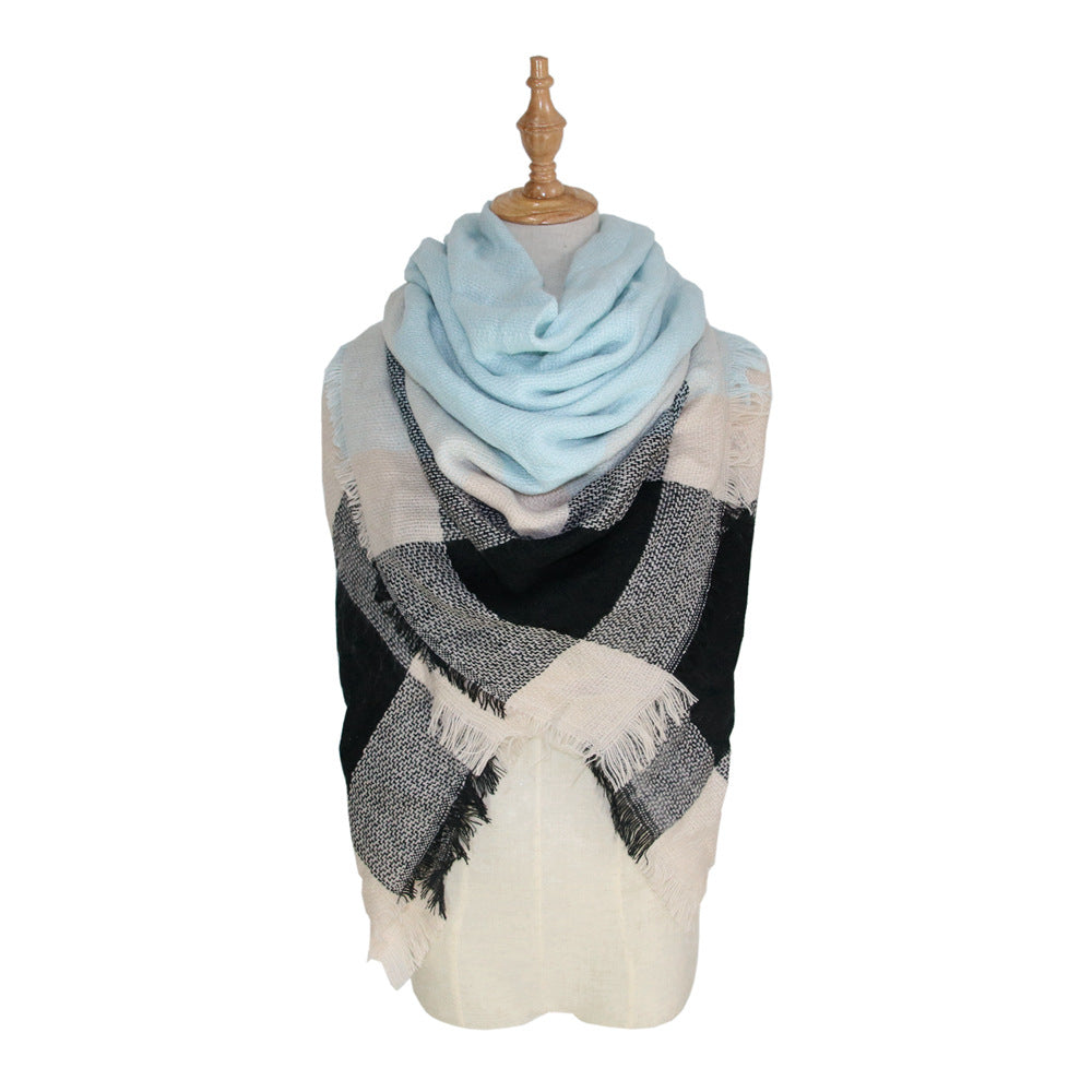 Plaid-print Versatile Neck Scarf Shawl