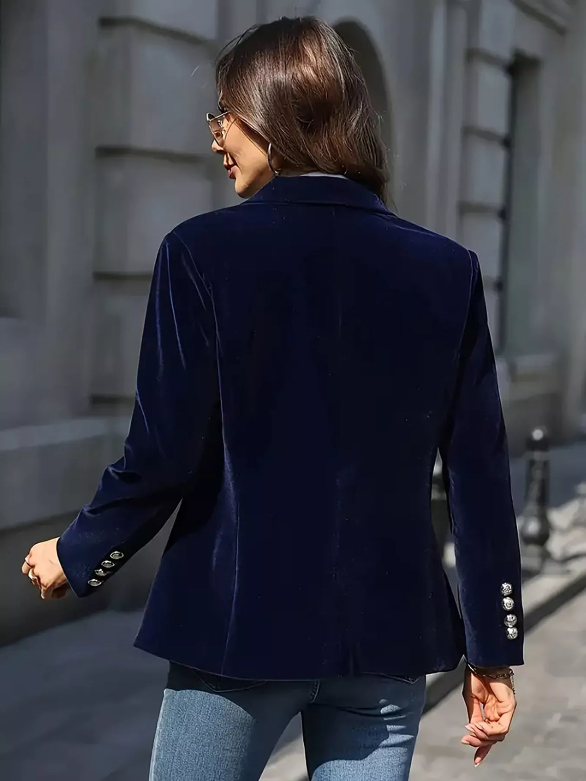 One Button Long Sleeve Blazer
