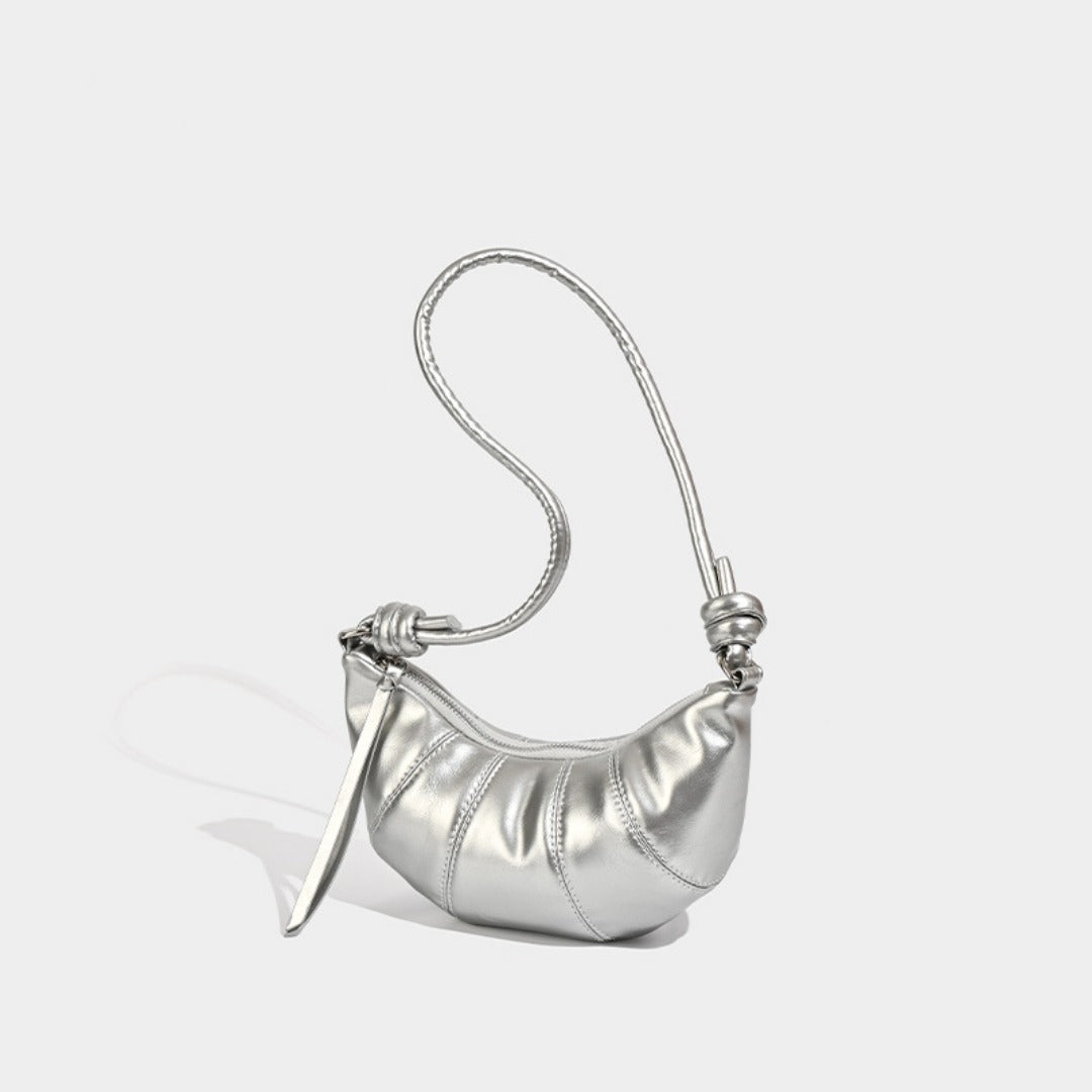 Small crossbody croissant bag, spring and summer girls casual simple solid color crossbody bag, daily commuting small shoulder bag