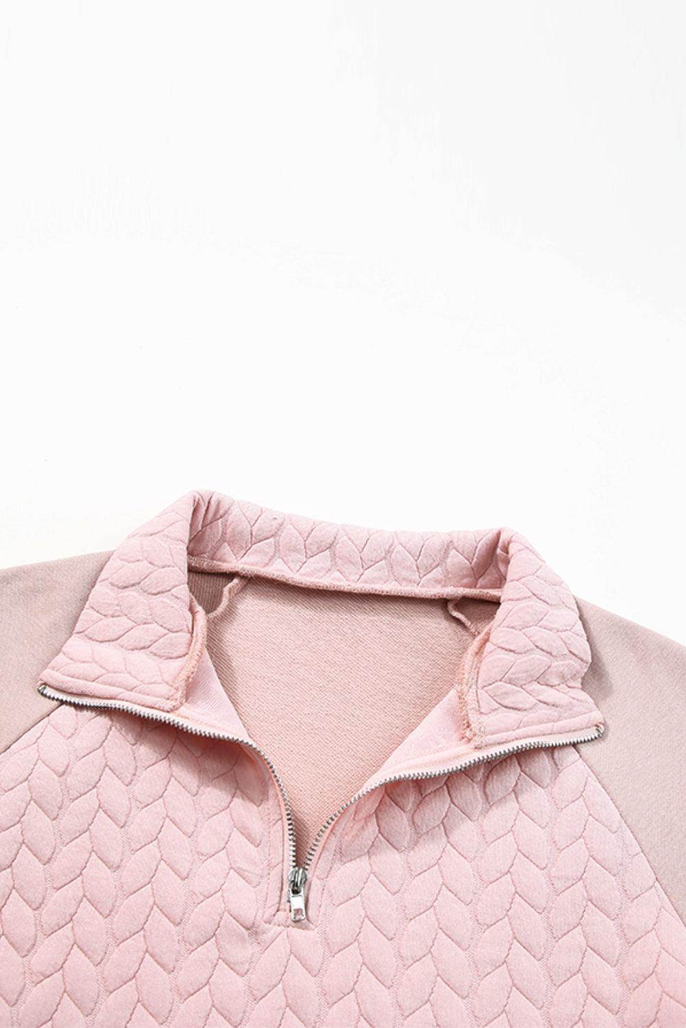 Textured Quarter Zip Long Sleeve Sweatshirt for Women