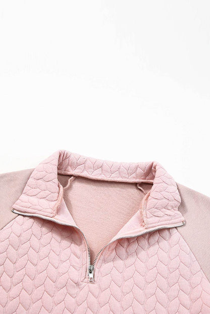 Textured Quarter Zip Long Sleeve Sweatshirt for Women