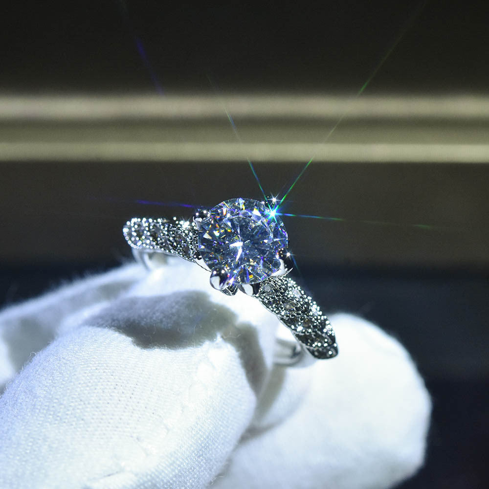 Platinum Plated Moissanite Goddess Of Fortune Ring