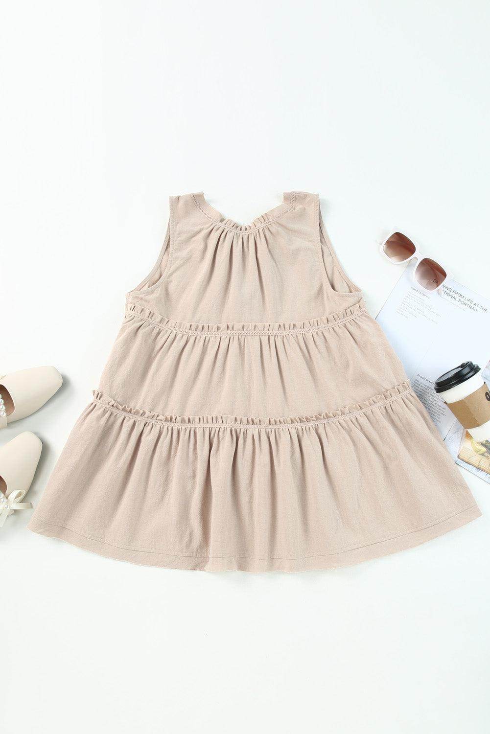 Tiered Frill Tie Neck Tank for Women&