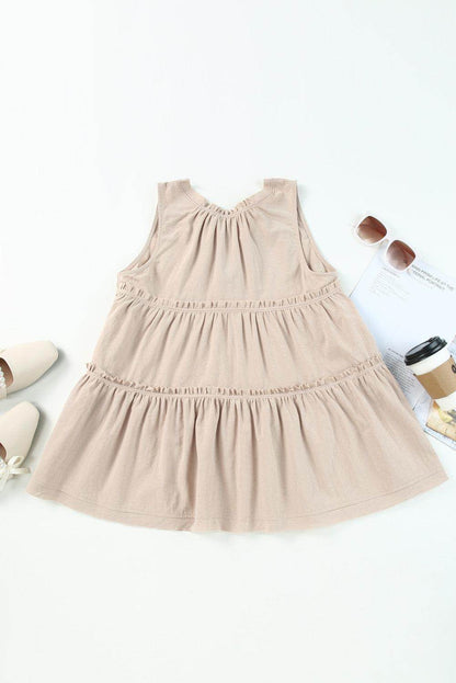 Tiered Frill Tie Neck Tank for Women&
