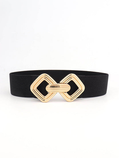 Geometric Buckle Elastic Wide Belt for Stylish Comfort