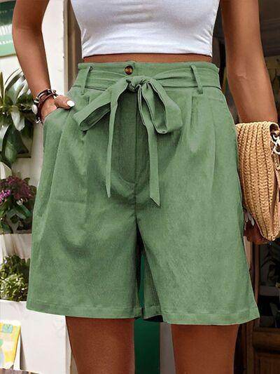 Perfee Tied High Waist Shorts with Pockets for Women